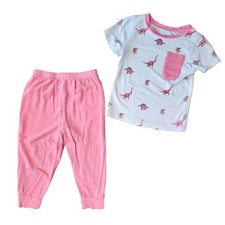 Kyte BABY Rose Jurassic Bamboo Pink Dinosaur Pajama Set Pocket Tee  Joggers