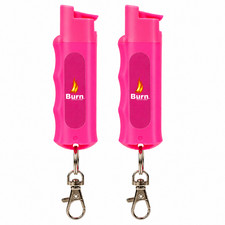 2 Pack Burn Pepper Spray Keychain 1/2oz Police Strength Self Defense OC Pink