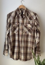 Vintage Levis White Tab Plaid Pearl Snap Western Shirt 70s/80s Adult Medium