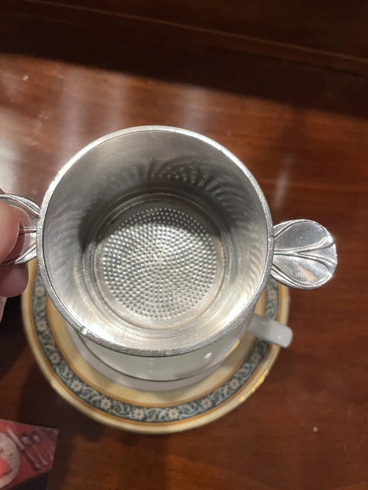 COLADOR DE TÉ RARO COLECCIONABLE ELEGANTE ART NOUVEAU CHRISTOFLE GALLIA MANGO PLATEADO Foto 3 de 4