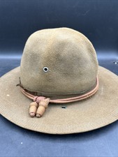 Vintage Campaign Hat Brown -felt Wide Brim Ranger Scout Style W/cord. ML