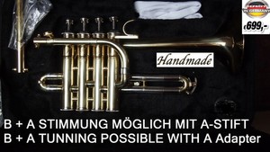 Piccolo Trompete 4 Ventile  B/A mit Trigger  YAMA. YTR Case