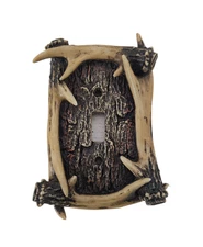 Antler Single Toggle Switch Plate Cover Rustic Faux Wood Look Cabin Lodge Decor