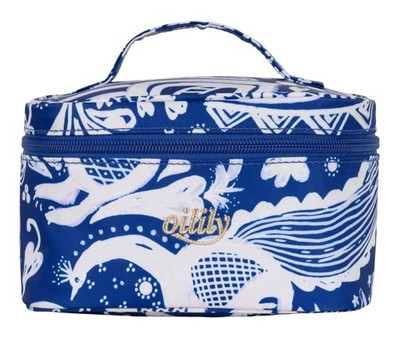 Oilily Cila Beauty Case Kosmetiktasche Mazarine Blue blau weiß Neu