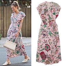 Tory Burch Adelia Floral Printed Wrap Dress Pink Happy Times Women Size 2 $498