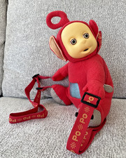 VINTAGE TELETUBBIES PO RED BACKPACK PLUSH RUBBER FACE 1990s Y2K