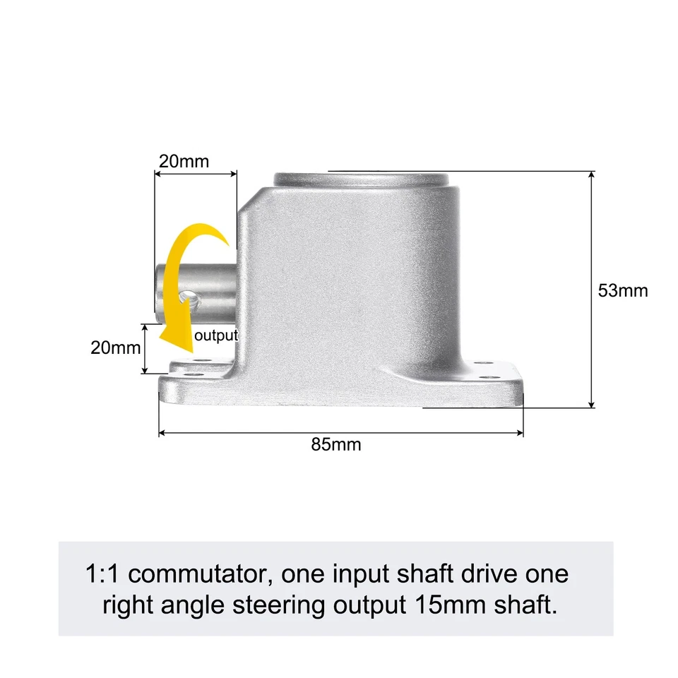 1:1 Manual Right Angle Tapered Bevel Gearbox with 15mm Shaft 1.5 Module 20 Teeth Foto 3 de 4