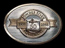 TE03146 VINTAGE 1988  POWDER RIVER EQUIPMENT 50 YEARS  FARMING BELT BUCKLE