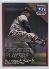 2019 Topps 150 Years of Professional Baseball Red 1/10 Warren Spahn HOF 13iq