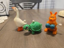Set Of 3 Vintage TOMY 1977 Wind Up Toy Pocket Collectible Working Duck, Turtle