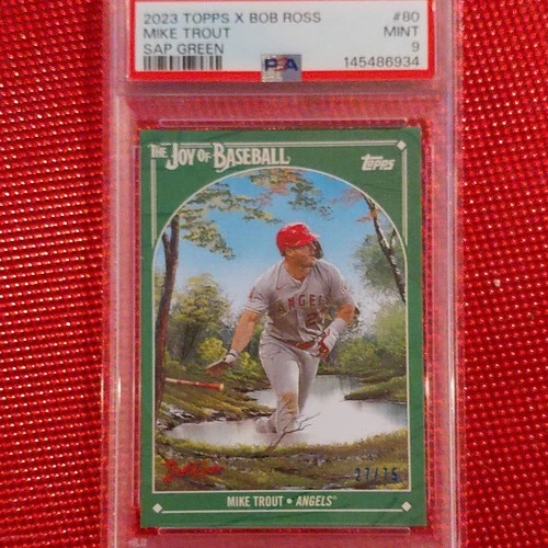 2023 Topps X Bob Ross The Joy of Baseball Mike Trout #80 Sap Green PSA 9 /75