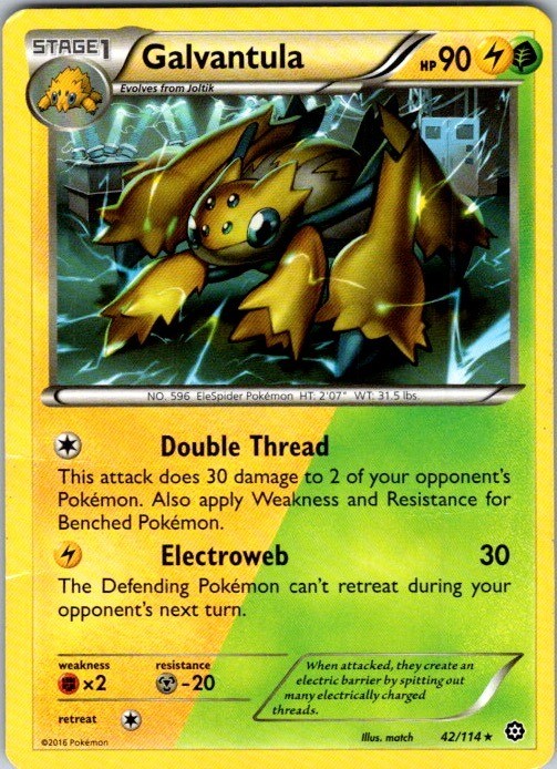 Galvantula 42/114 Rare Steam Siege Pokemon Damaged