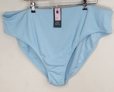 Wild Fable Womens Plus 3X Blue Rib Mid Rise High Leg Cheeky Bikini Bottom NWT