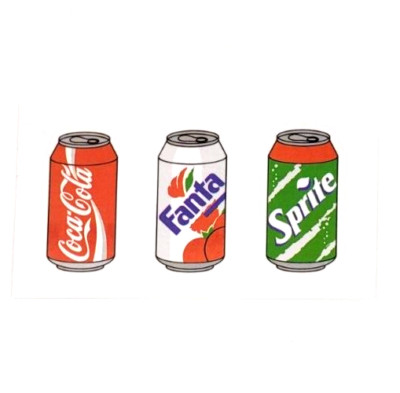 3 kleine Coca-Cola Coke Vinyl Aufkleber matt Sticker Motiv: Dosen Fanta Sprite
