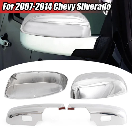 4pcs Top & Lower Mirror Cover For 2007-13 GMC Sierra 1500 Chevy Silverado 1500