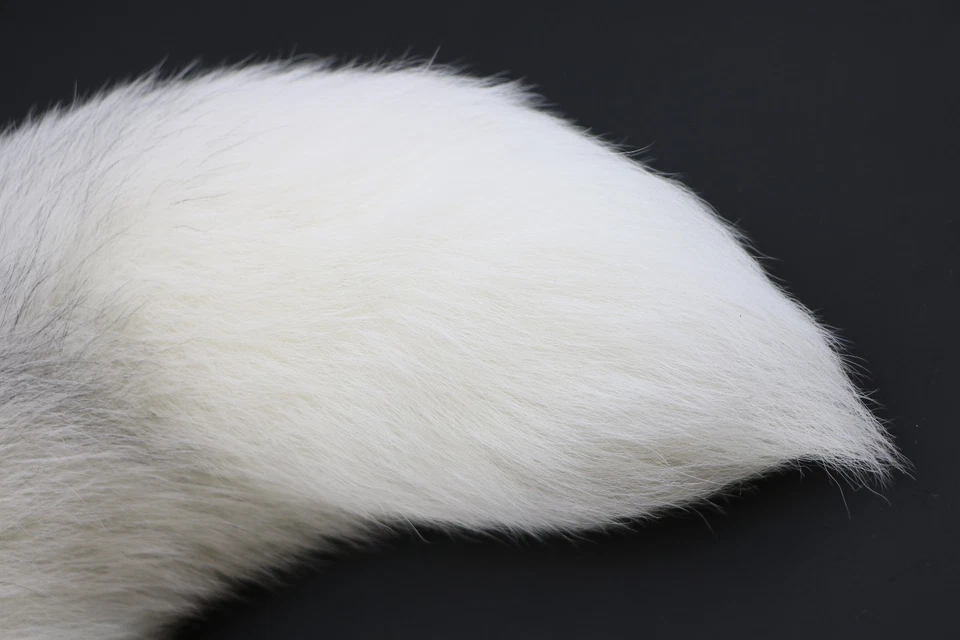 Natural REAL Fox Tail Platinum 15"-17" Medium Stainless Steel Butt Plug - Image 2 of 3
