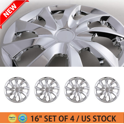 16'' Set of 4 Chrome Wheel Covers Rim Snap On Hub Caps fit R16 Tire & Steel Wheel