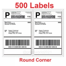500 Shipping Labels Rounded Corners 2 Per Sheet 8.5 X 11 Self Self Adhesive USA