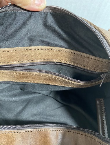 Leather Rustic Duffel Bag Adjustable Shoulder Strap Brown Top Zipper Artisan - Picture 6 of 16