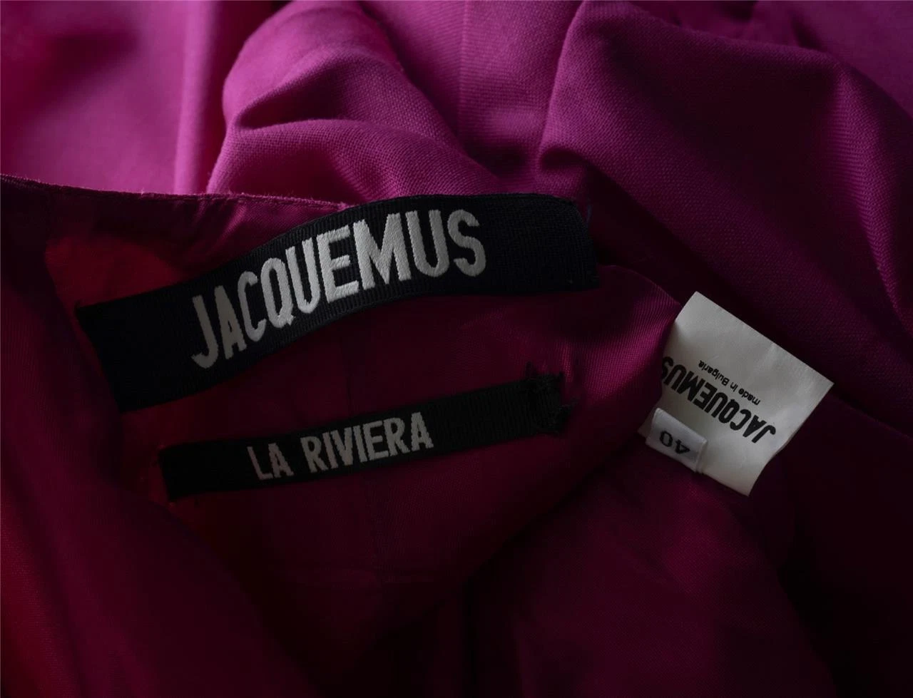 Abito JACQUEMUS Fucsia Senza Maniche Supporto Asimmetrico Tulle LA RIVIERA FR40 US8
