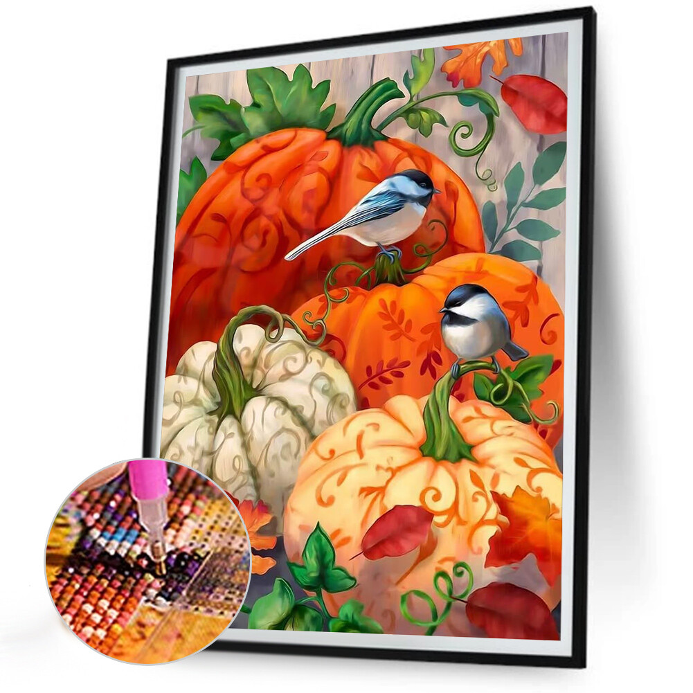 5D DIY Full Round Drill Diamond Painting Pumpkin Bird Kit Art Home ...