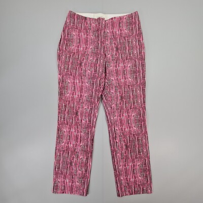 Cedric Charlier Damen Hose Rosa 10 UK Gerades Bein Gestreift Baumwolle Pants