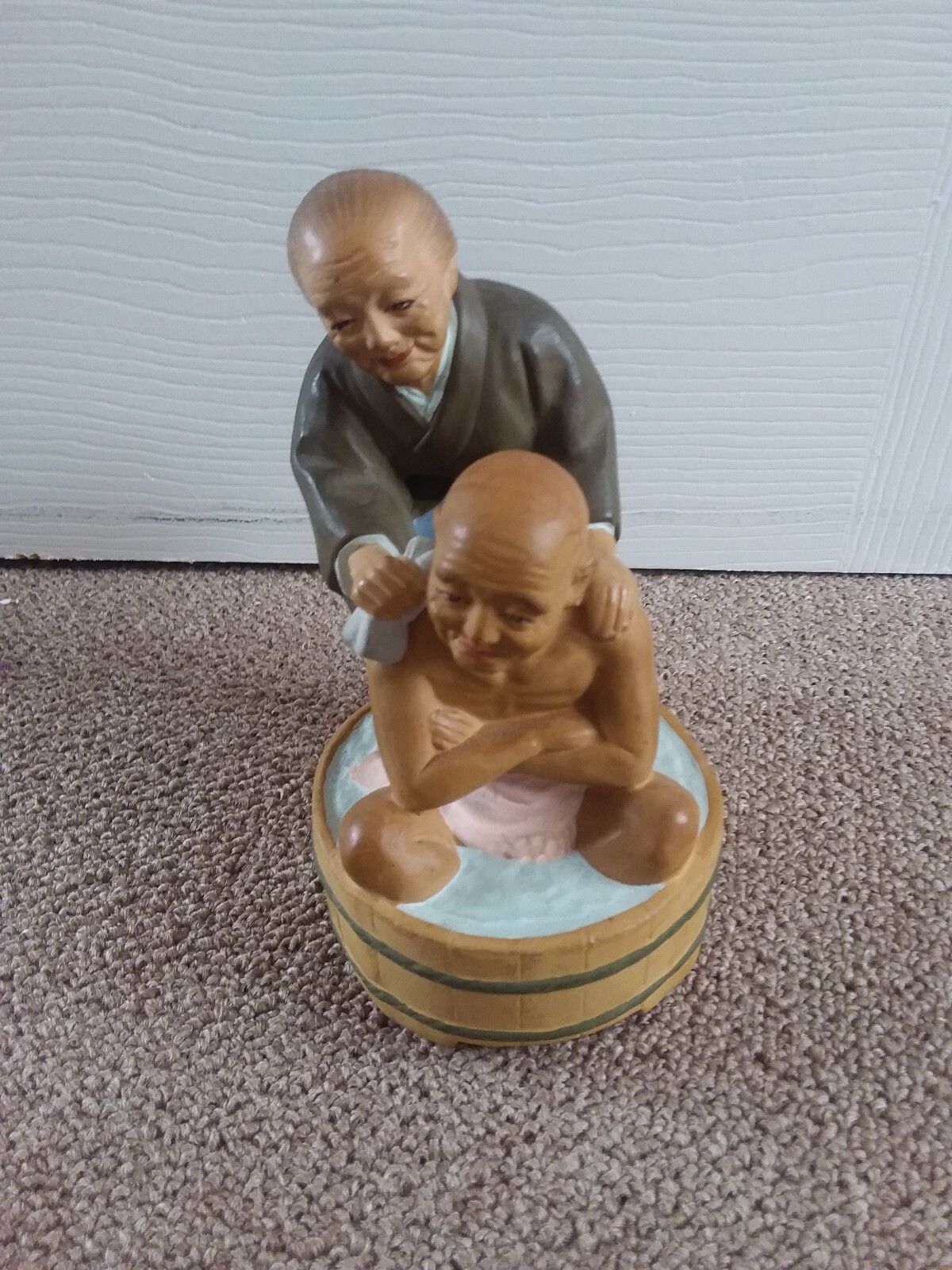 Vtg Japanese Hakata Urasaki Clay Washable Doll Statue of Man getting