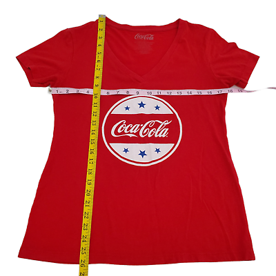 Coca Cola T-Shirt Womens L V-Neck Short Sleeve Coke Stars Graphic Tee | eBay