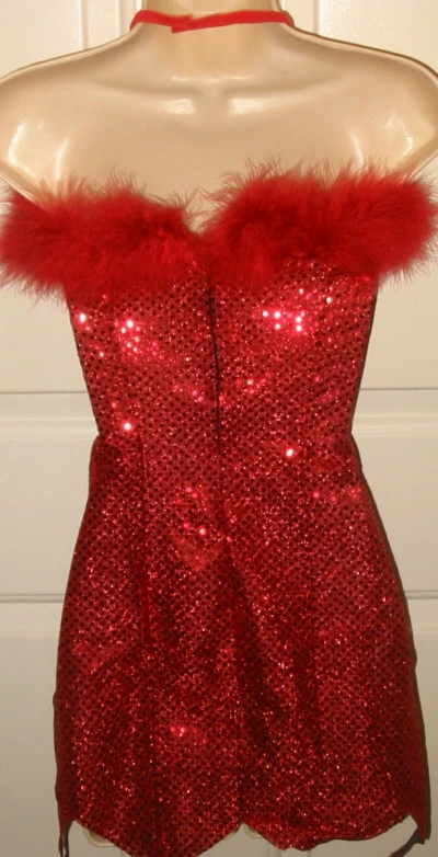 SS4U Red Sequined Strapless Dress Horns Devil Costume Set SM - Image 3 of 3