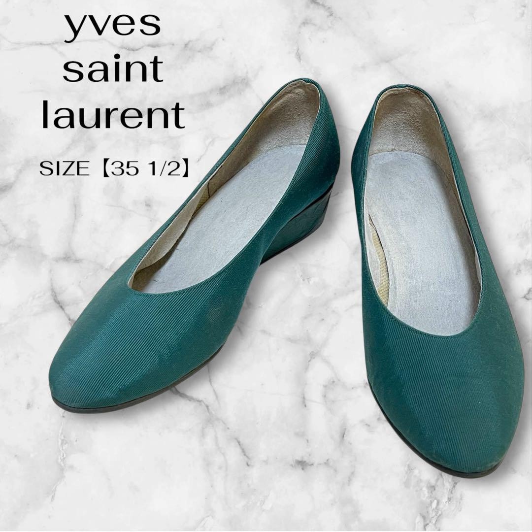 Autentiche decolte Yves Saint Laurent slip on tacco basso verde taglia 35 5 donna