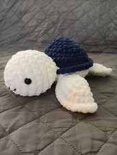 Plush Turtle Crocheted Blue Sea Turtle Handmade New