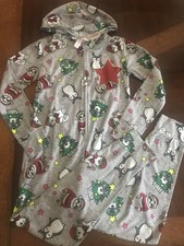 Original Justice Girls One Piece Holiday Animal Print Hooded Pajamas, Sz 10, NWT