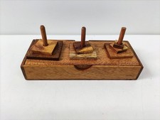 Tower of Hanoi Handmade Wooden Game, 7 Blocks VINTAGE MATHEMATICAL GAME