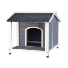 Weatherproof Wooden Dog House, Asphalt Roof, Raised Floor, Easy Assembly
