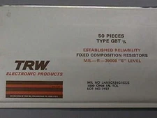 50 Mil-Spec TRW RCR20G102JS 1K 1/2W 5% Carbon Composition Resistors