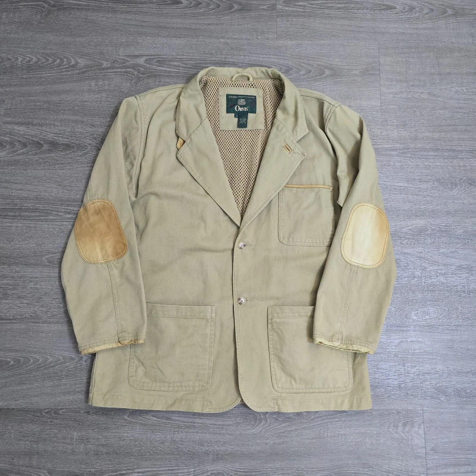 Vintage Orvis Zambezi Dark Khaki Twill Field Hunting Safari Jacket Men's Large