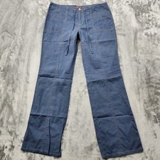 Vintage BeBop Pants Womens 13 Juniors Blue Ripstop Drawstring Wide Leg Grunge