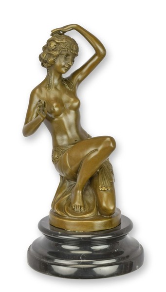 Bronzeskulptur TäNzerin Nach Chiparus Replikat Retro Design Dekoration-image