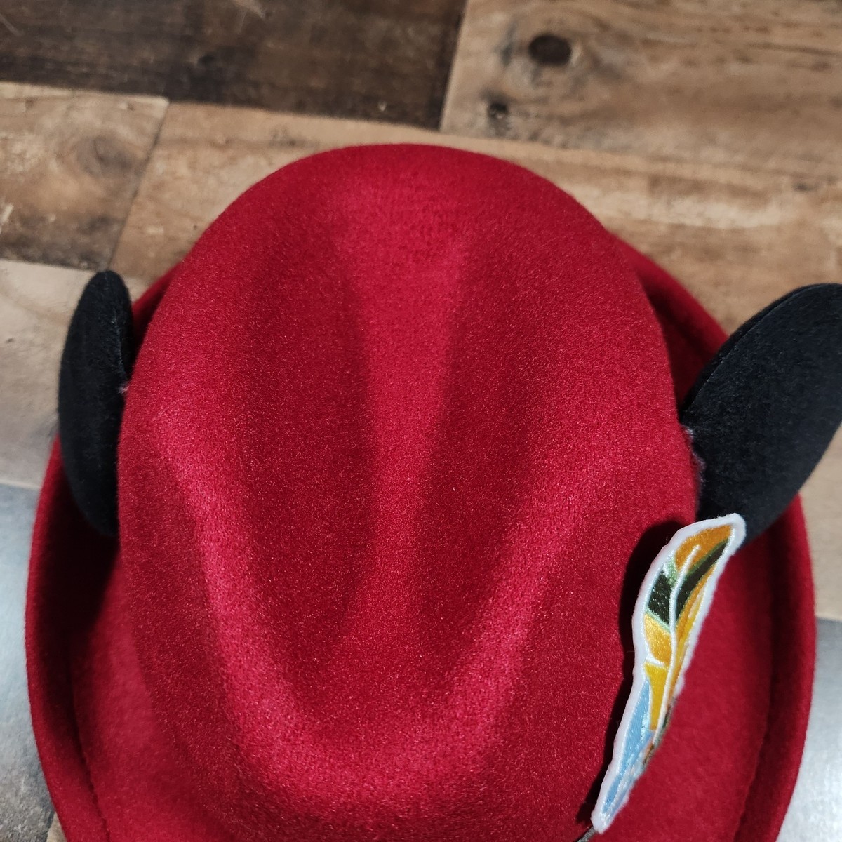 Disney Matterhorn Red Fedora Hat with Feather Ears RARE Cognac Felt Fedora Hat with Feather by Montique – Suits & More main image 3