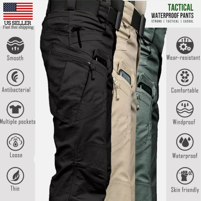 Men's Straight-fit Cargo Pants Combat Trousers Tactical Outdoor Work full Pants
