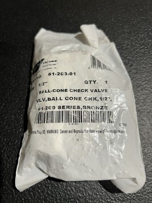 Apollo 61-203-01 Bronze 1/2'' In-line Ball Cone Check Valves M x F NPT Threaded