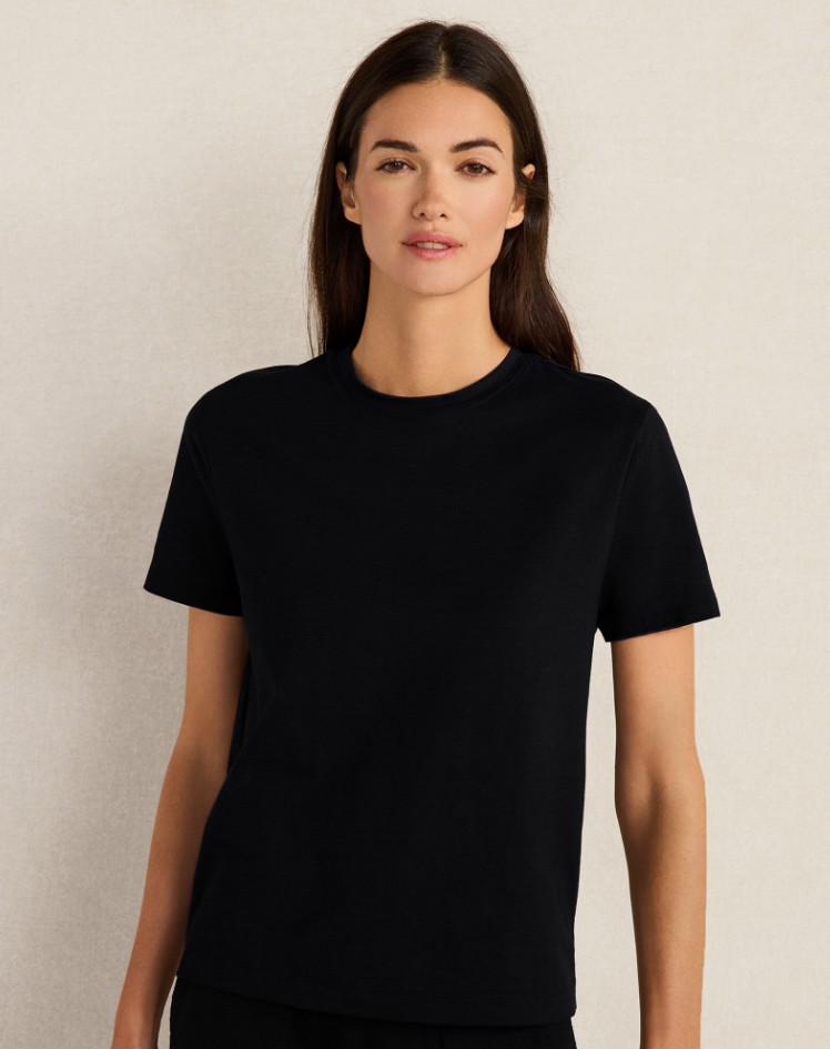 Pima Cotton Short Sleeve Tee - Black Color New