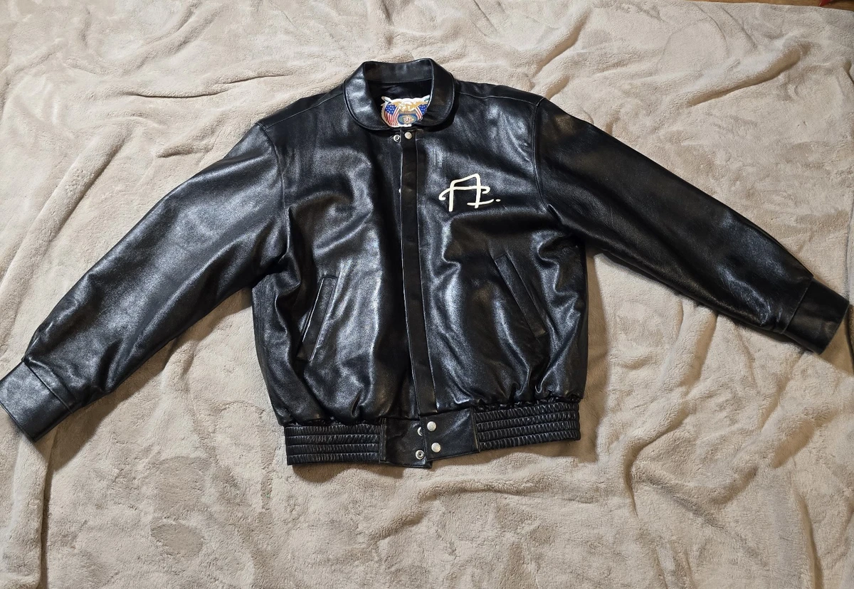 Bomber/Harrington Black Leather Vintage Outerwear Coats & Jackets