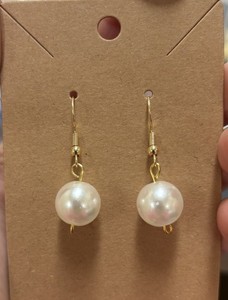 Authentic Gold Plated Faux Pearl Bead Earrings