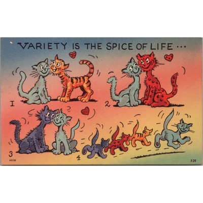 Variety is the Spice of Life Cat Comedy Postcard PC568