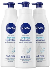 3 Pack Nivea Express Hydration 48 Hour Deep Moisture Serum Body Lotion 400 ml