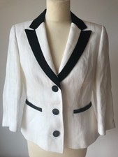 Precis Jacket 8 Linen White Black New £150 Stunning