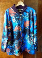Bob Mackie Womens Spandex Bomber Jacket Blue Orange Size 2x Uk 22 Used Very Good