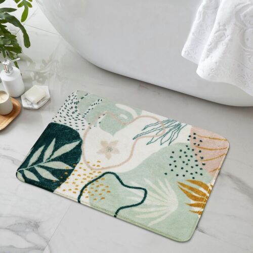 Bathroom Rugs Non Slip Washable, Cute boho 18x25 inch modern abstract tropical