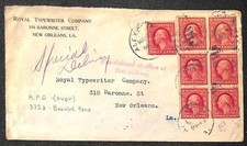 SCOTT #332a BOOKLET PANE USED ON ROYAL TYPEWRITER SPECIAL DELIVERY AD COVER 1909 thumbnail